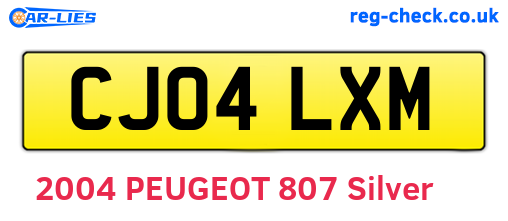 CJ04LXM are the vehicle registration plates.