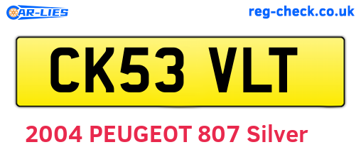 CK53VLT are the vehicle registration plates.