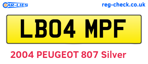 LB04MPF are the vehicle registration plates.