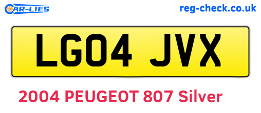 LG04JVX are the vehicle registration plates.