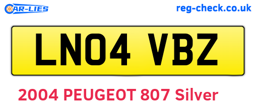 LN04VBZ are the vehicle registration plates.