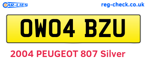 OW04BZU are the vehicle registration plates.