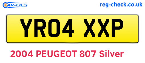 YR04XXP are the vehicle registration plates.