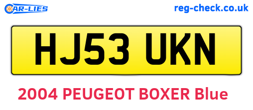 HJ53UKN are the vehicle registration plates.