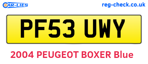 PF53UWY are the vehicle registration plates.