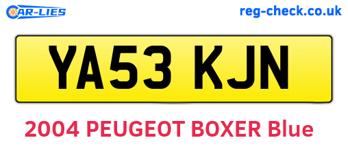 YA53KJN are the vehicle registration plates.