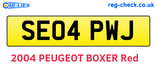 SE04PWJ are the vehicle registration plates.