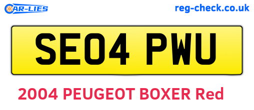 SE04PWU are the vehicle registration plates.