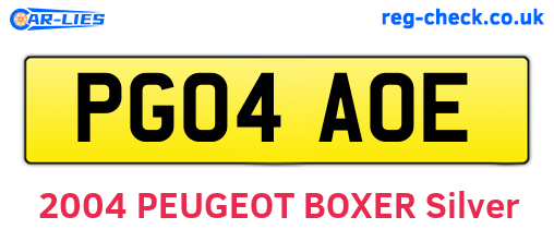 PG04AOE are the vehicle registration plates.