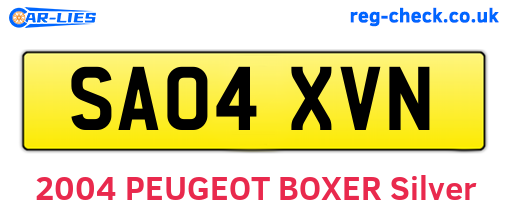 SA04XVN are the vehicle registration plates.