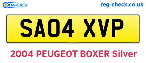 SA04XVP are the vehicle registration plates.