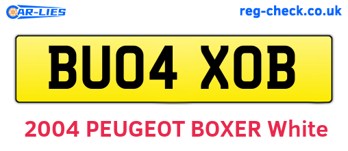 BU04XOB are the vehicle registration plates.