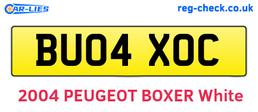 BU04XOC are the vehicle registration plates.