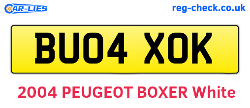 BU04XOK are the vehicle registration plates.