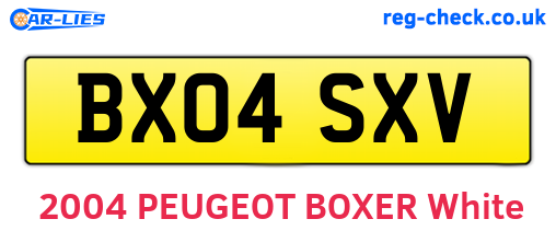 BX04SXV are the vehicle registration plates.