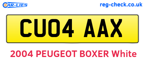 CU04AAX are the vehicle registration plates.