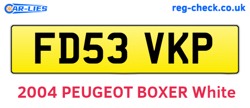 FD53VKP are the vehicle registration plates.