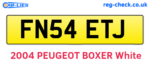 FN54ETJ are the vehicle registration plates.