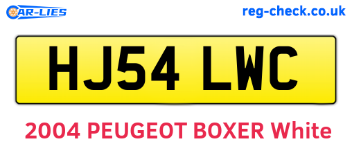 HJ54LWC are the vehicle registration plates.