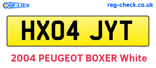 HX04JYT are the vehicle registration plates.