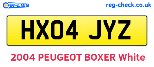 HX04JYZ are the vehicle registration plates.