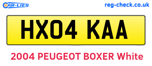 HX04KAA are the vehicle registration plates.