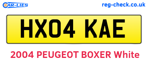 HX04KAE are the vehicle registration plates.