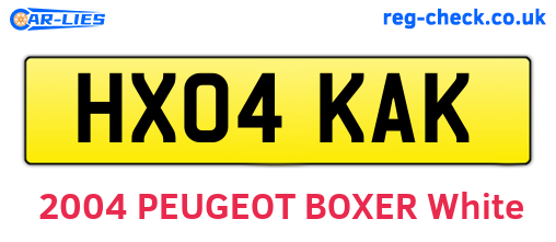 HX04KAK are the vehicle registration plates.