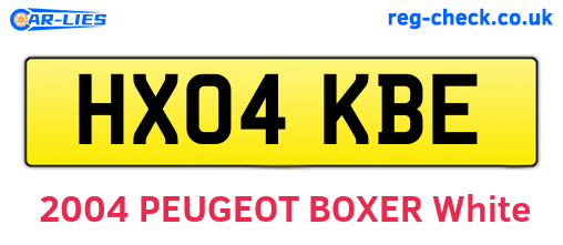 HX04KBE are the vehicle registration plates.