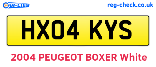 HX04KYS are the vehicle registration plates.