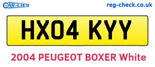 HX04KYY are the vehicle registration plates.