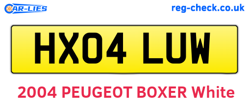 HX04LUW are the vehicle registration plates.