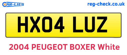 HX04LUZ are the vehicle registration plates.