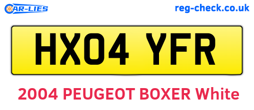 HX04YFR are the vehicle registration plates.