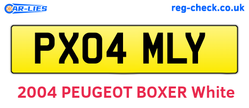 PX04MLY are the vehicle registration plates.