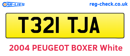 T321TJA are the vehicle registration plates.