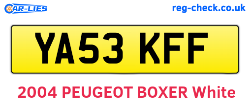 YA53KFF are the vehicle registration plates.