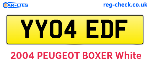 YY04EDF are the vehicle registration plates.