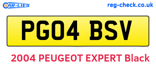 PG04BSV are the vehicle registration plates.