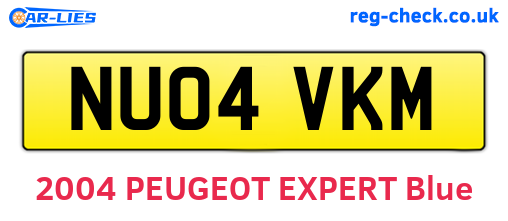 NU04VKM are the vehicle registration plates.