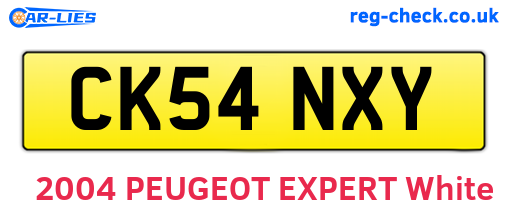 CK54NXY are the vehicle registration plates.