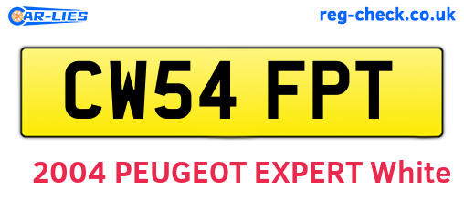 CW54FPT are the vehicle registration plates.