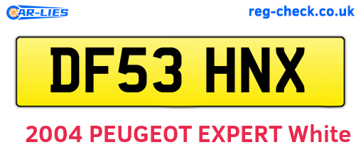 DF53HNX are the vehicle registration plates.
