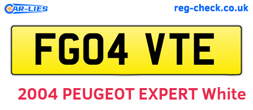 FG04VTE are the vehicle registration plates.