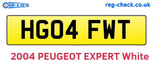 HG04FWT are the vehicle registration plates.