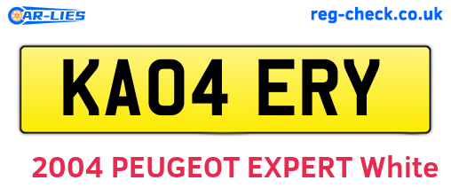 KA04ERY are the vehicle registration plates.