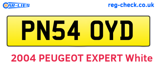 PN54OYD are the vehicle registration plates.