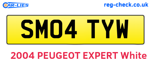 SM04TYW are the vehicle registration plates.