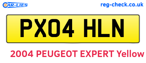 PX04HLN are the vehicle registration plates.