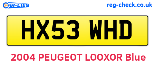 HX53WHD are the vehicle registration plates.